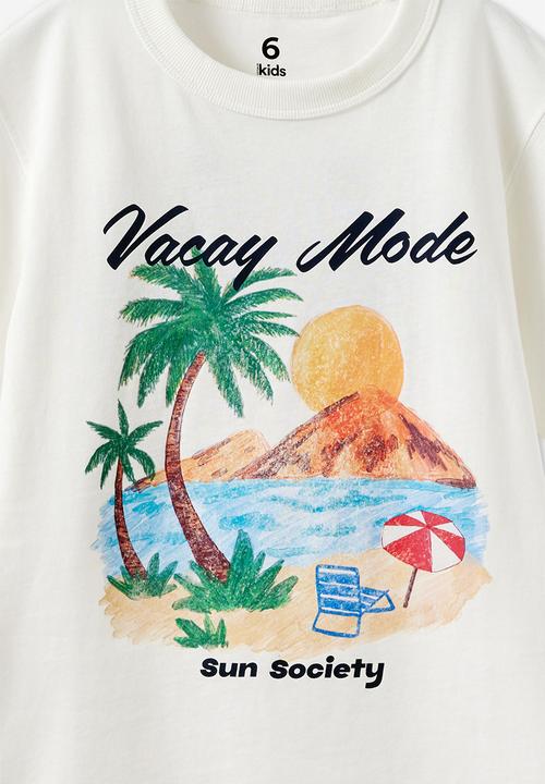 Cotton On - Essentials Graphic Short Sleeve Tee - Vanilla/Vacay Mode