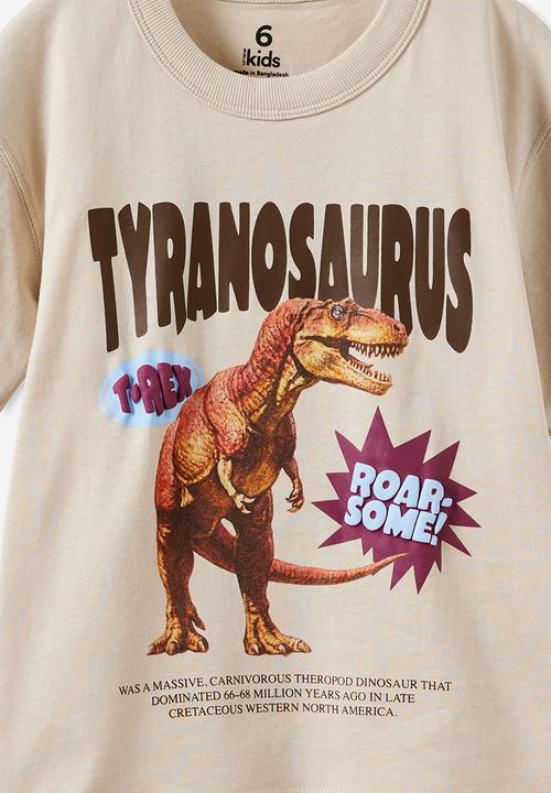 Cotton On - Essentials Graphic Short Sleeve Tee - Rainy Day/T-Rex