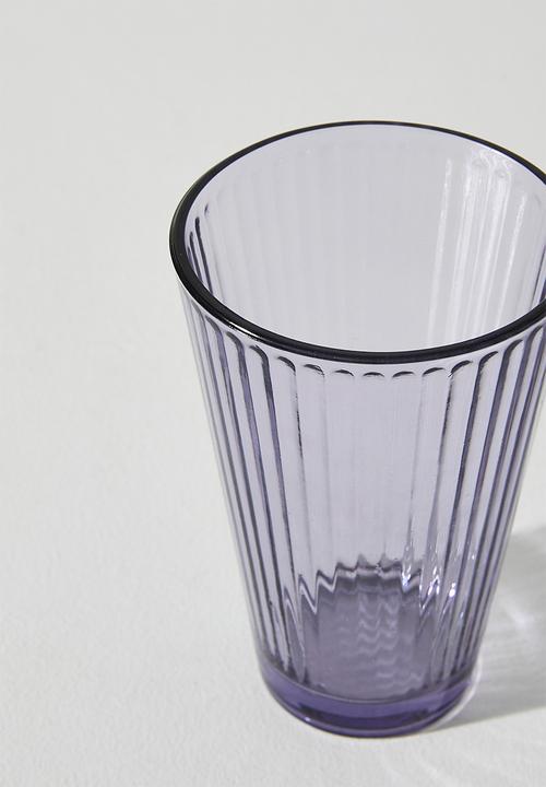 Excellent Houseware - Ribbed Purple  Drinking Glass Set - 6pcs