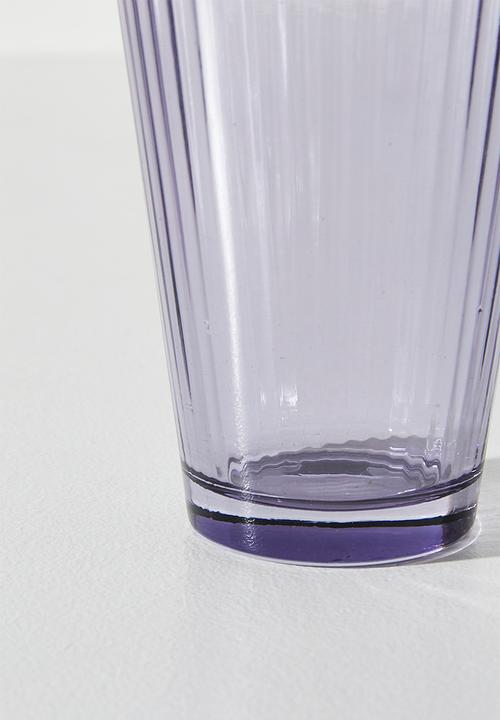 Excellent Houseware - Ribbed Purple  Drinking Glass Set - 6pcs