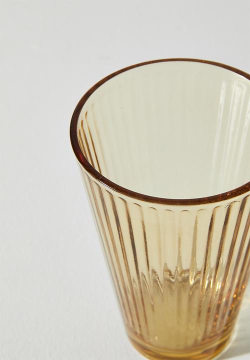 Excellent Houseware - Ribbed Yellow Drinking Glass Set - 6pcs