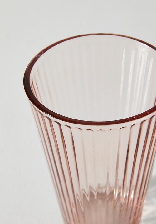 Excellent Houseware - Ribbed Peach  Drinking Glass Set - 6pcs