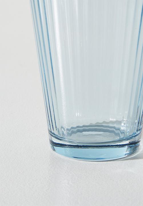 Excellent Houseware - Ribbed Light Blue Drinking Glass Set - 6pcs