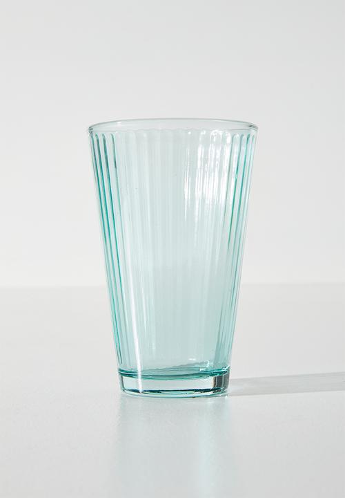 Excellent Houseware - Ribbed Aqua  Drinking Glass Set - 6pcs