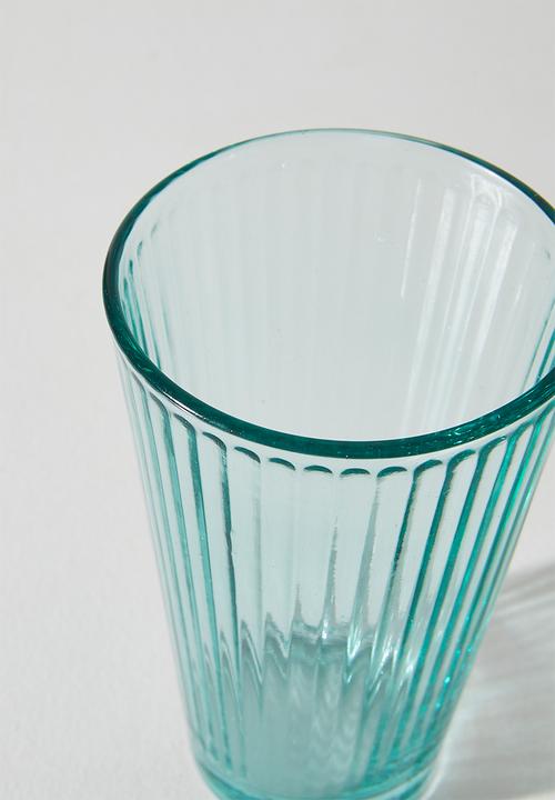 Excellent Houseware - Ribbed Aqua  Drinking Glass Set - 6pcs