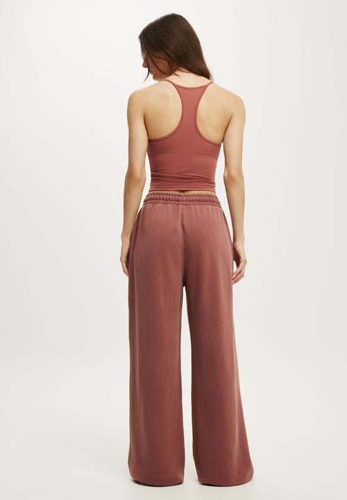 Cotton On - Active Fleece Utility Sweatpant - Washed Emberdust