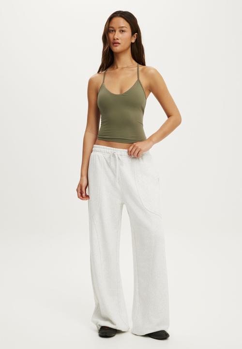 Cotton On - Active Fleece Utility Sweatpant - Light Grey Marle