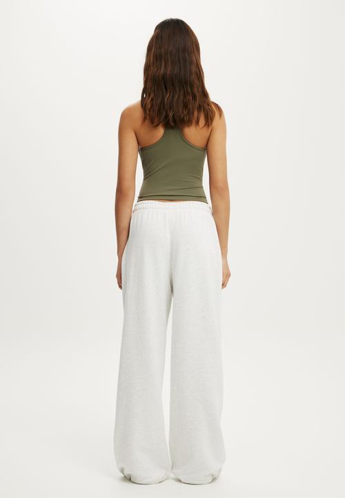 Cotton On - Active Fleece Utility Sweatpant - Light Grey Marle
