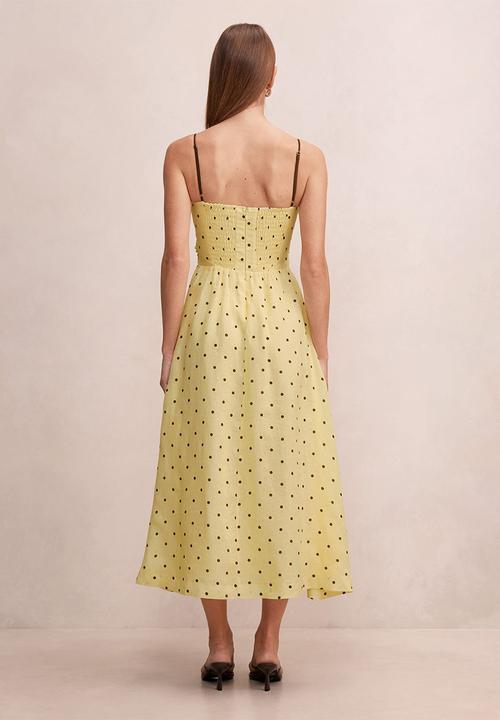 Forever New - Isabella tie front linen midi dress in cyprus spot