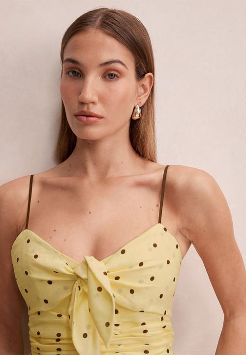 Forever New - Isabella tie front linen midi dress in cyprus spot