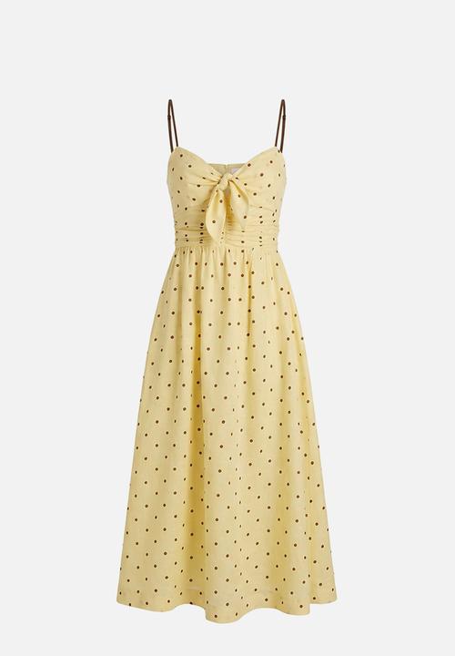 Forever New - Isabella tie front linen midi dress in cyprus spot