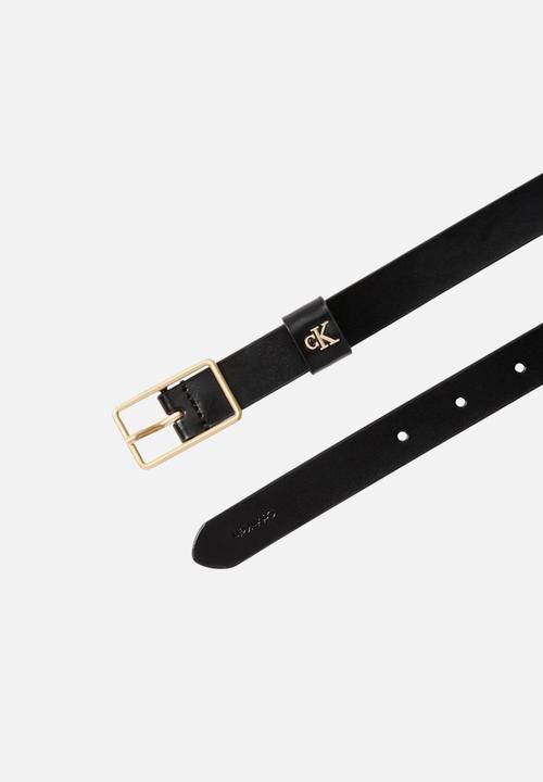 Calvin Klein - Square Buckle Ck Loop 25Mm Belts - Black / Antique Light Gold