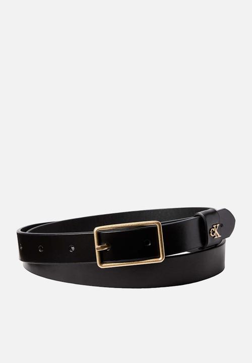 Calvin Klein - Square Buckle Ck Loop 25Mm Belts - Black / Antique Light Gold
