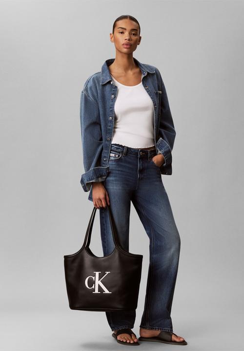 Calvin Klein - Bold Ck Shopper Handbag-Black/White