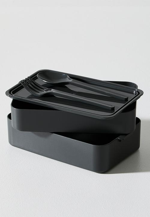 Excellent Houseware - 2 Tier Lunch Box - Black