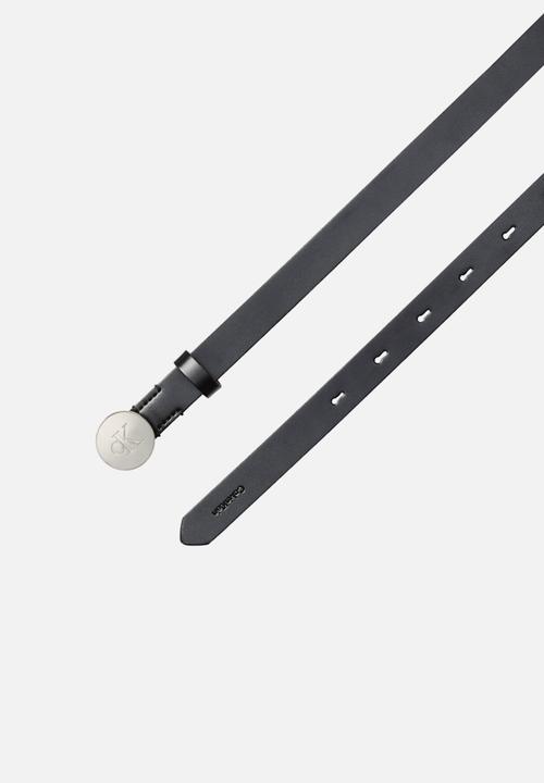 Calvin Klein - Round Engraved Ck Buckle 20 Mm Belts-Ck Black / Antique Nickel