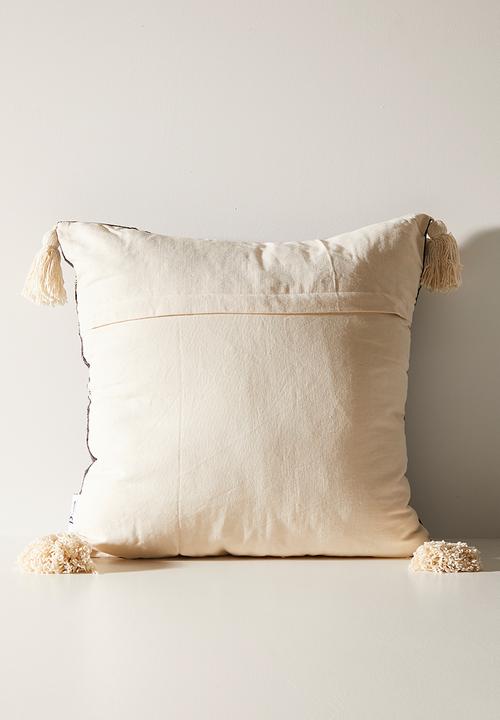 Sixth Floor - Ronan Embroidered Check Scatter - Charcoal