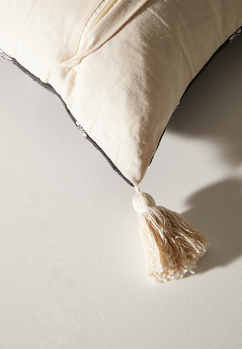 Sixth Floor - Ronan Embroidered Check Scatter - Charcoal