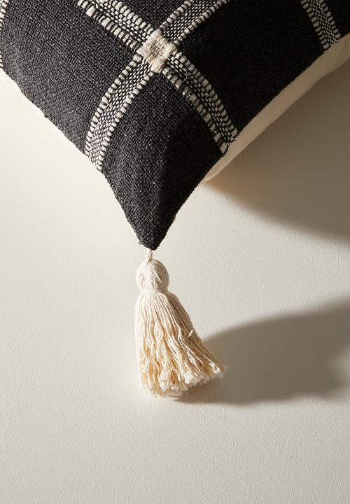 Sixth Floor - Ronan Embroidered Check Scatter - Charcoal