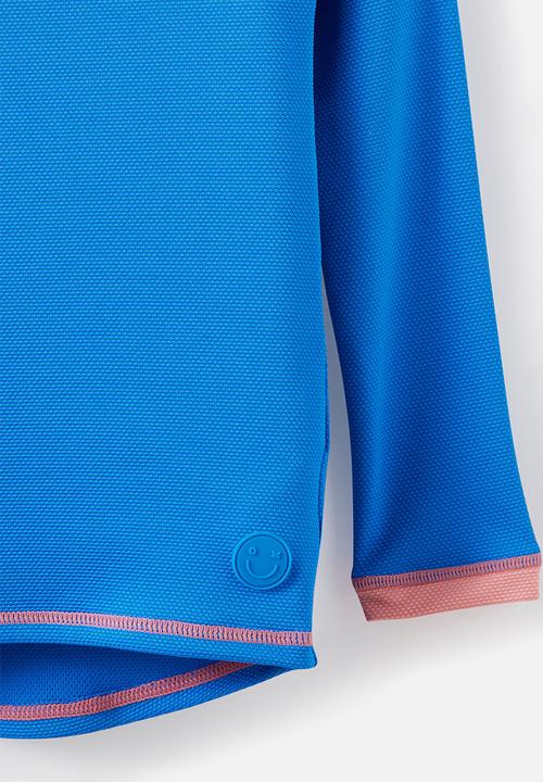 Cotton On - Flynn Long Sleeve Raglan Rash Vest -  Harbour Blue/Sunkissed