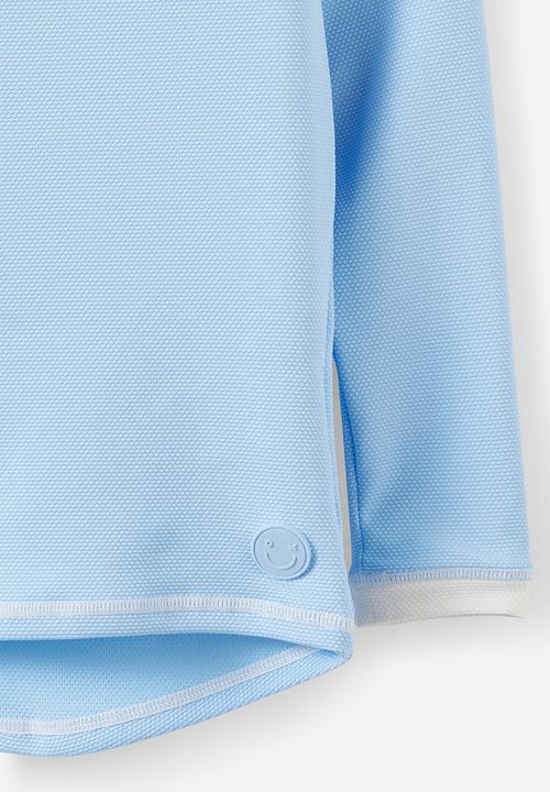 Cotton On - Flynn Long Sleeve Raglan Rash Vest -  Cloud Blue/Vanilla