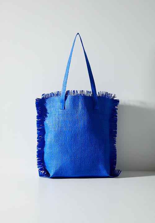 H&S - Straw Beach Bag - Blue