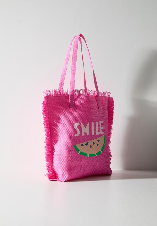 H&S - Straw Beach Bag - Pink