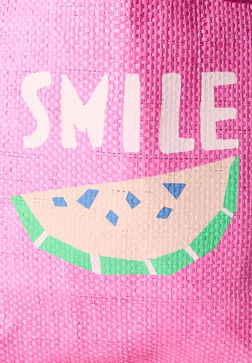 H&S - Straw Beach Bag - Pink