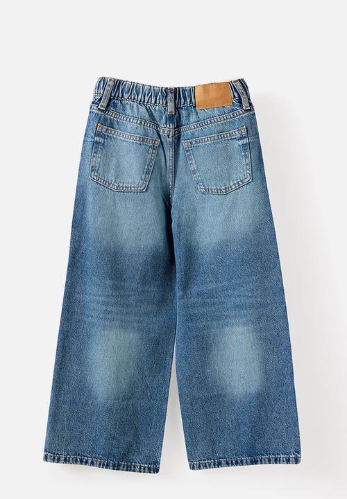 Cotton On - Super Wide Leg Denim Jean - Blue Haven Mid Blue/Bling