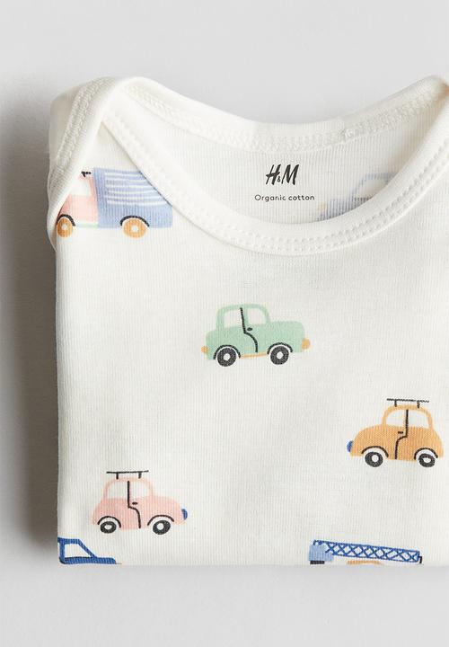 H&M - Envelope-neck bodysuit - cream/vehicles