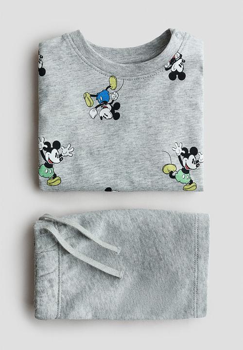 H&M - 2-piece printed set - light grey/mickey mouse