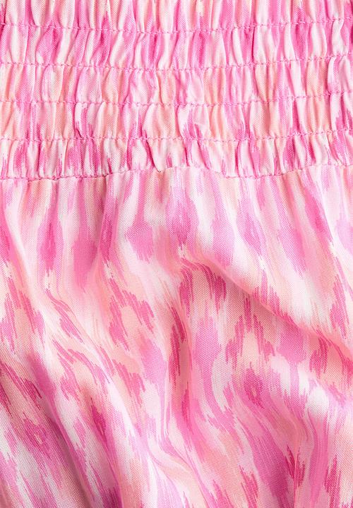 H&M - Tiered skirt - light pink/patterned