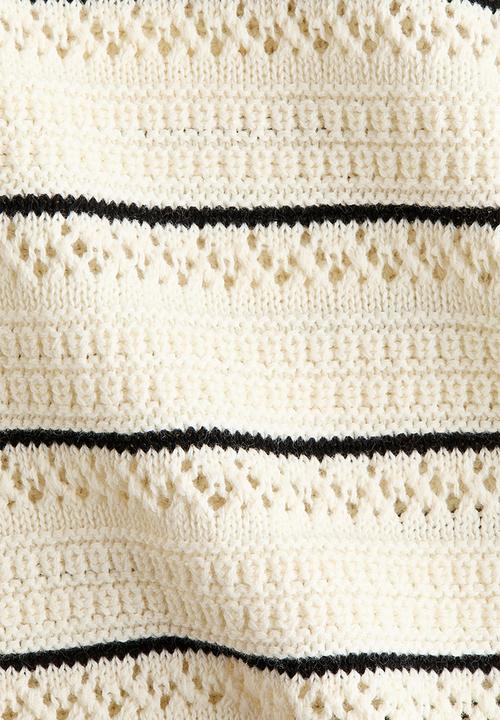 H&M - Pointelle-knit cotton jumper - cream/striped