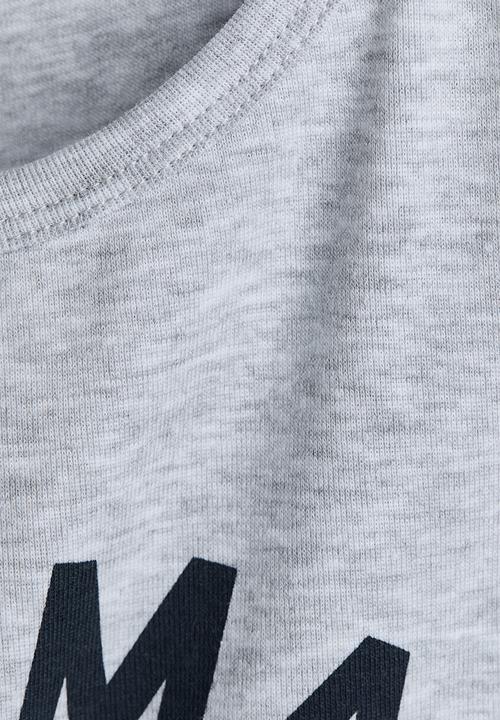 H&M - Printed t-shirt - light grey marl/palma