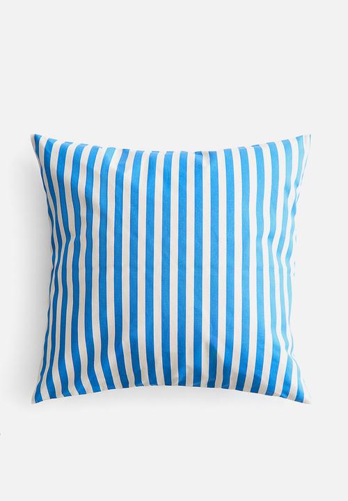 H&M - Outdoor canvas cushion cover - bright blue/striped
