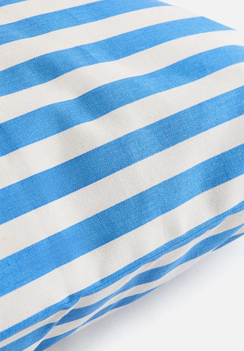 H&M - Outdoor canvas cushion cover - bright blue/striped