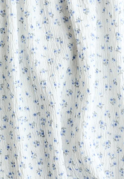 H&M - Smocked-bodice dress - white/blue floral
