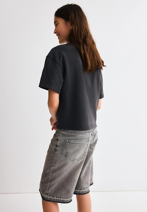 H&M - Wide leg low denim shorts - denim grey