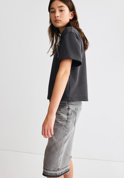 H&M - Wide leg low denim shorts - denim grey