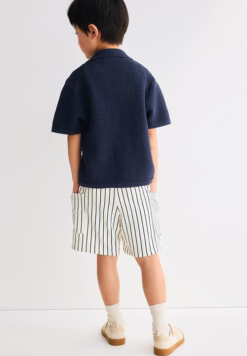 H&M - Textured jersey shorts - cream/striped