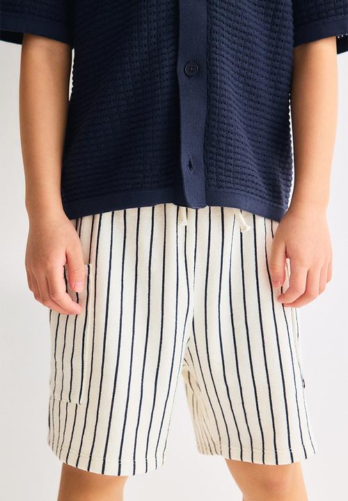 H&M - Textured jersey shorts - cream/striped