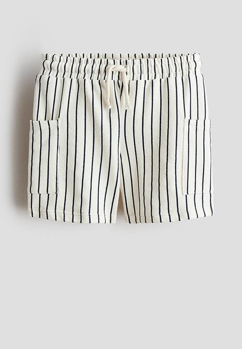 H&M - Textured jersey shorts - cream/striped