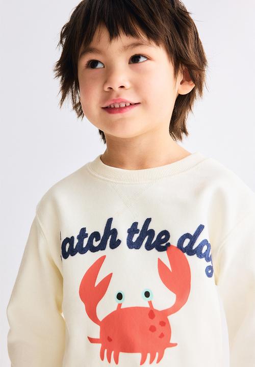 H&M - Motif-detail sweatshirt - cream/crab
