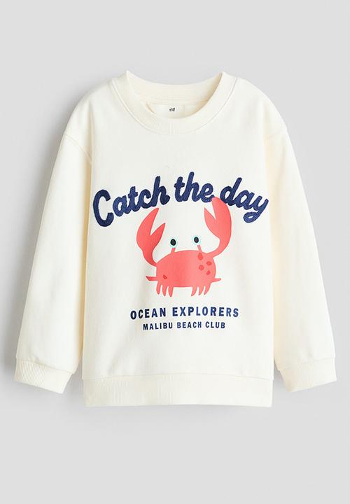 H&M - Motif-detail sweatshirt - cream/crab