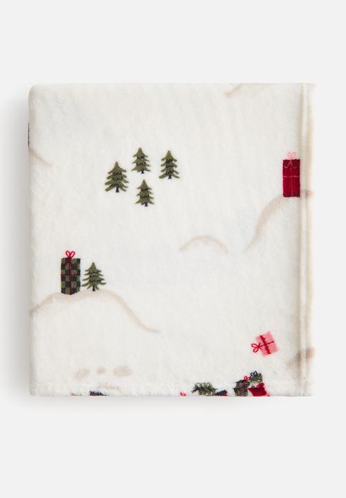 H&M - Patterned fleece blanket - cream/patterned