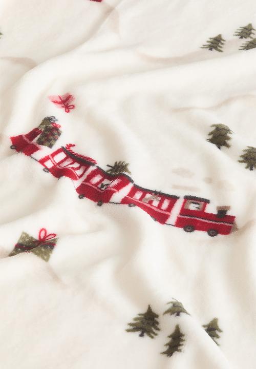 H&M - Patterned fleece blanket - cream/patterned