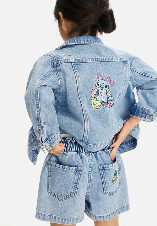 H&M - Loose fit denim shorts - light denim blue/lilo & stitch