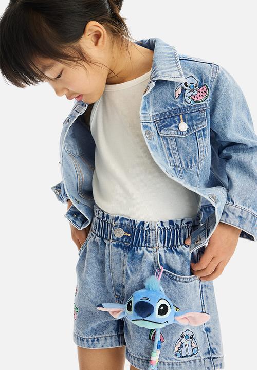 H&M - Loose fit denim shorts - light denim blue/lilo & stitch