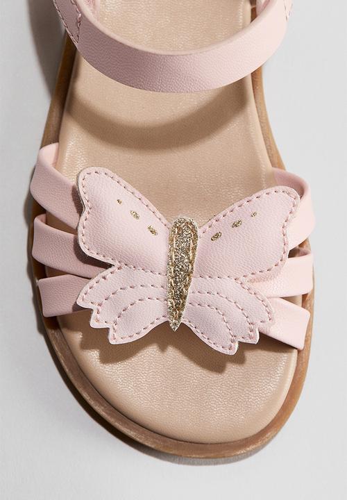 H&M - Appliqu?d sandals - light pink/butterfly