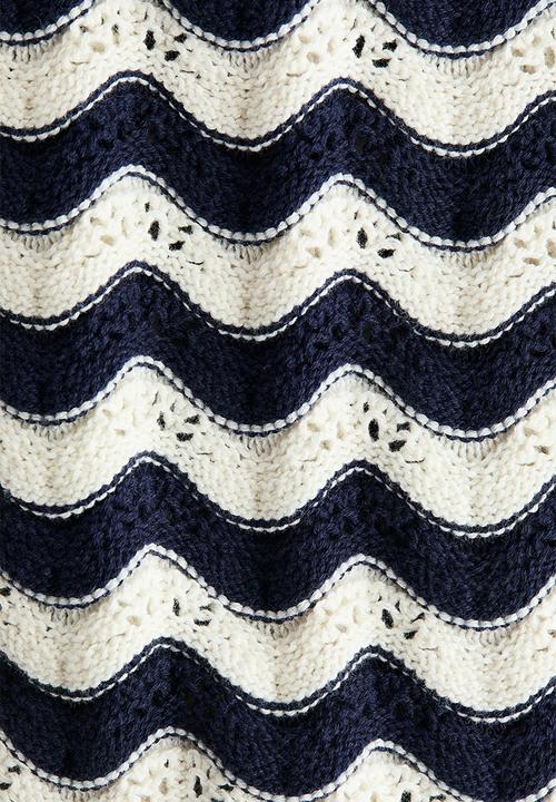 H&M - Appliqu?d hole-knit dress - navy blue/striped